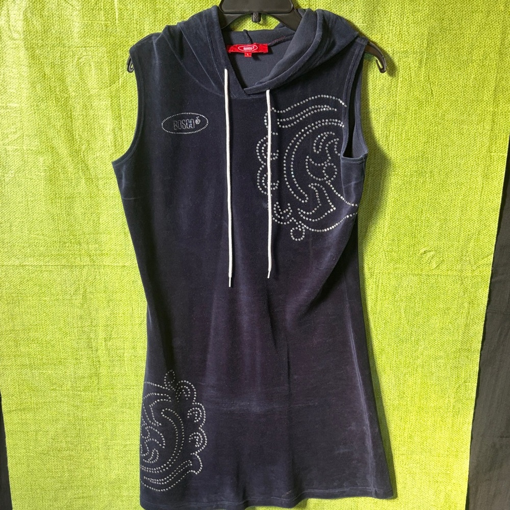 Russ Navy Sleeveless Hooded Midi Dress